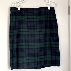 J Crew Pencil Skirt in Navy/Green Plaid - 10